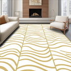 Abstract Golden Wavy Lines Rug
