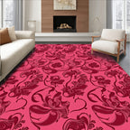 Crimson Floral Vines Decorative Pattern Rug