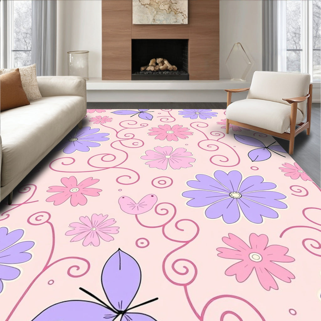 Pastel Floral Swirl Pattern Rug