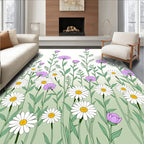 Delicate Floral Patterned Border Rug
