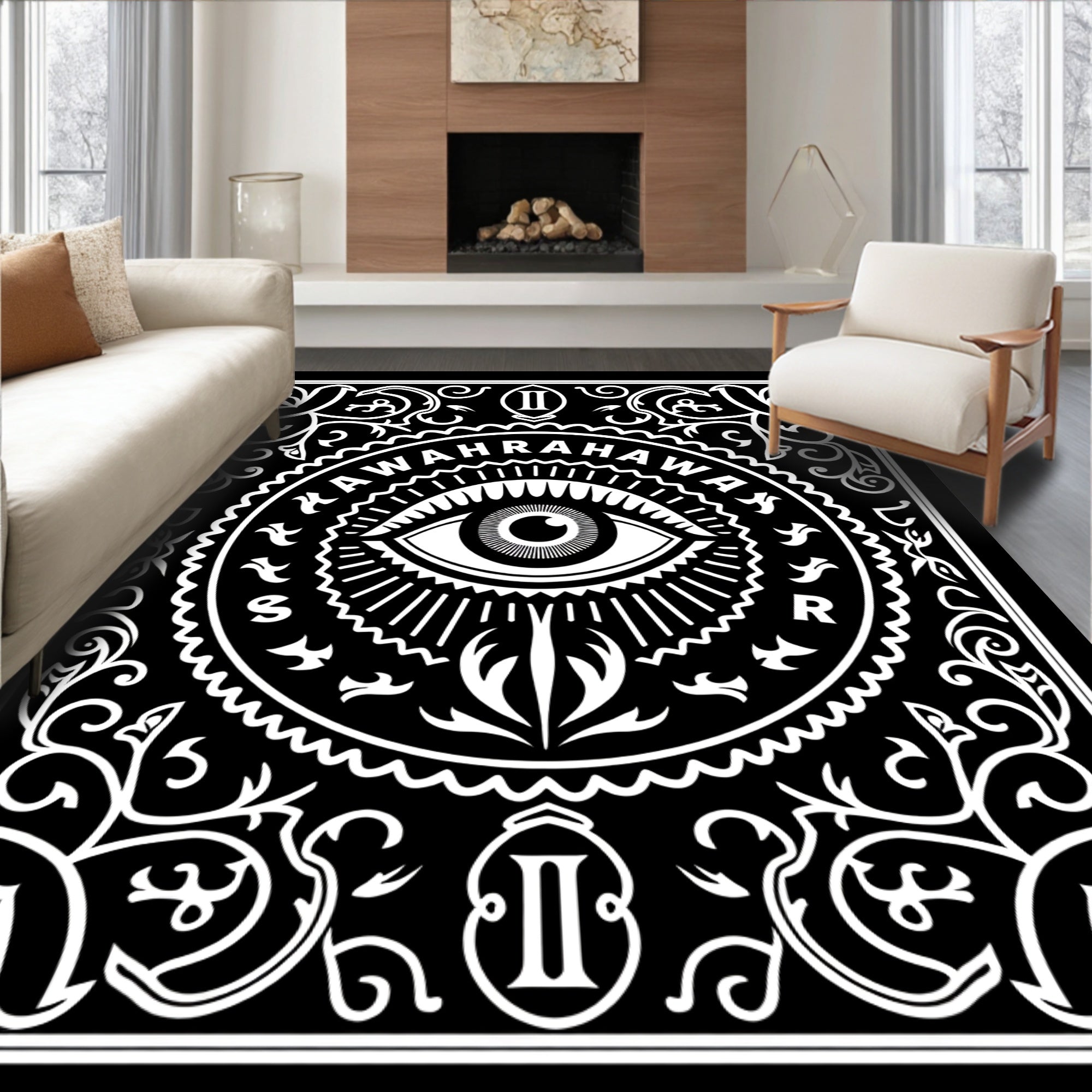 All Seeing Eye Tribal Border Rug