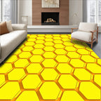 Vibrant Yellow Hexagonal Pattern Rug