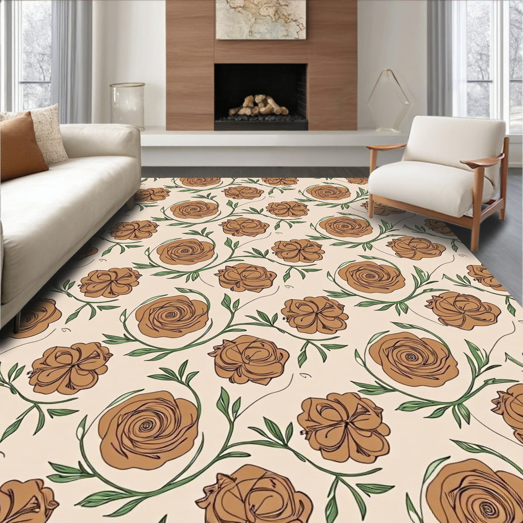 Vintage Rose Vine Pattern Rug