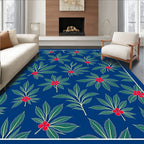 Deep Blue Holly Berry Foliage Rug