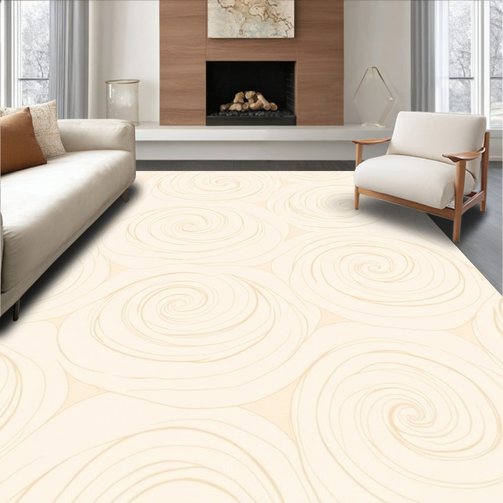 Cream Swirl Pattern Rug