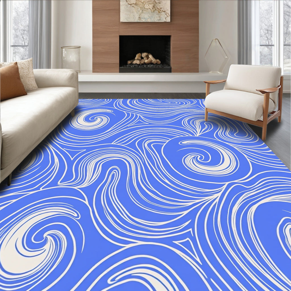 Blue Swirls Abstract Pattern Rug