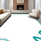 Teal Leaf Outline Accent Rug