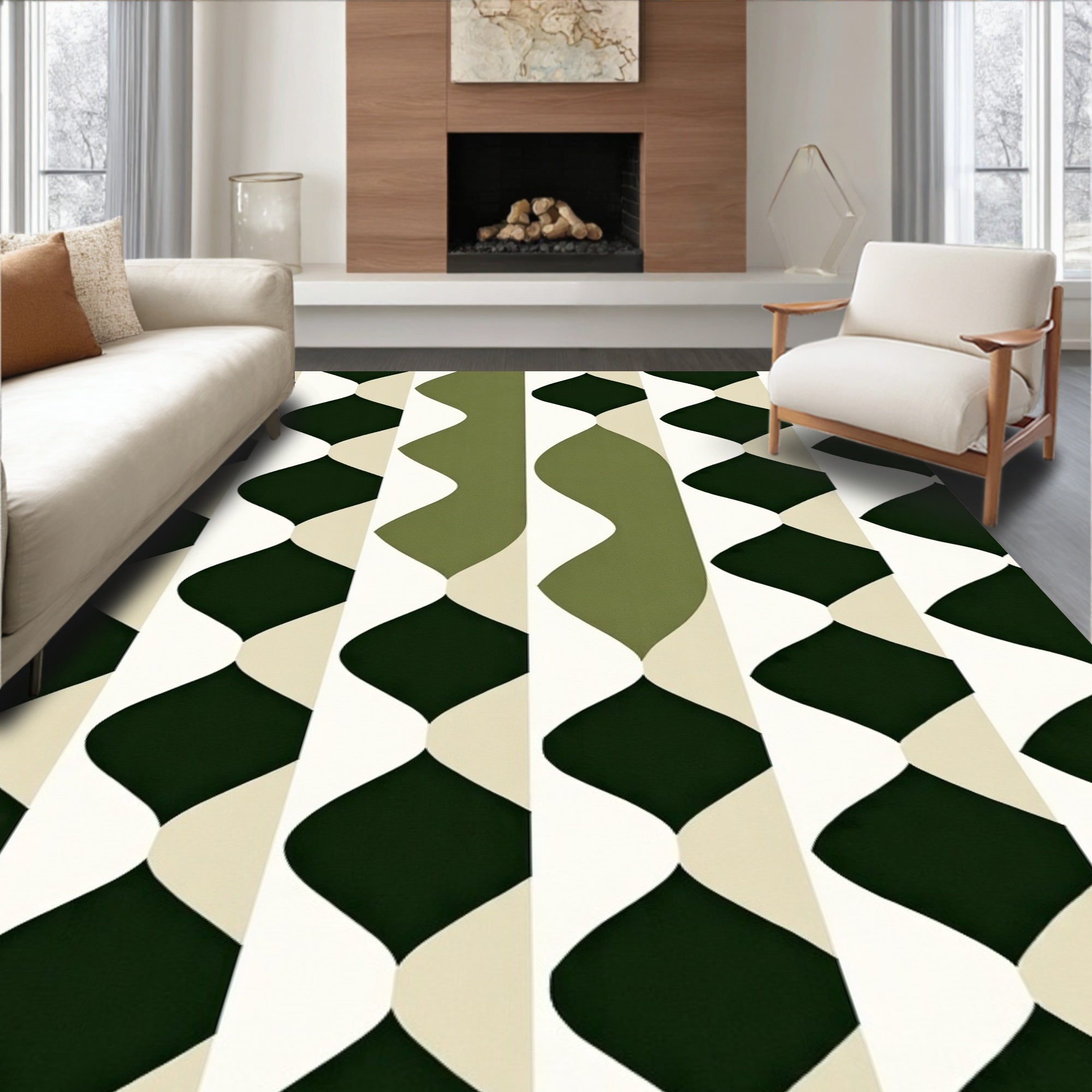 Organic Wave Diamond Pattern Rug