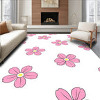 Pink Blooming Flower Pattern Rug