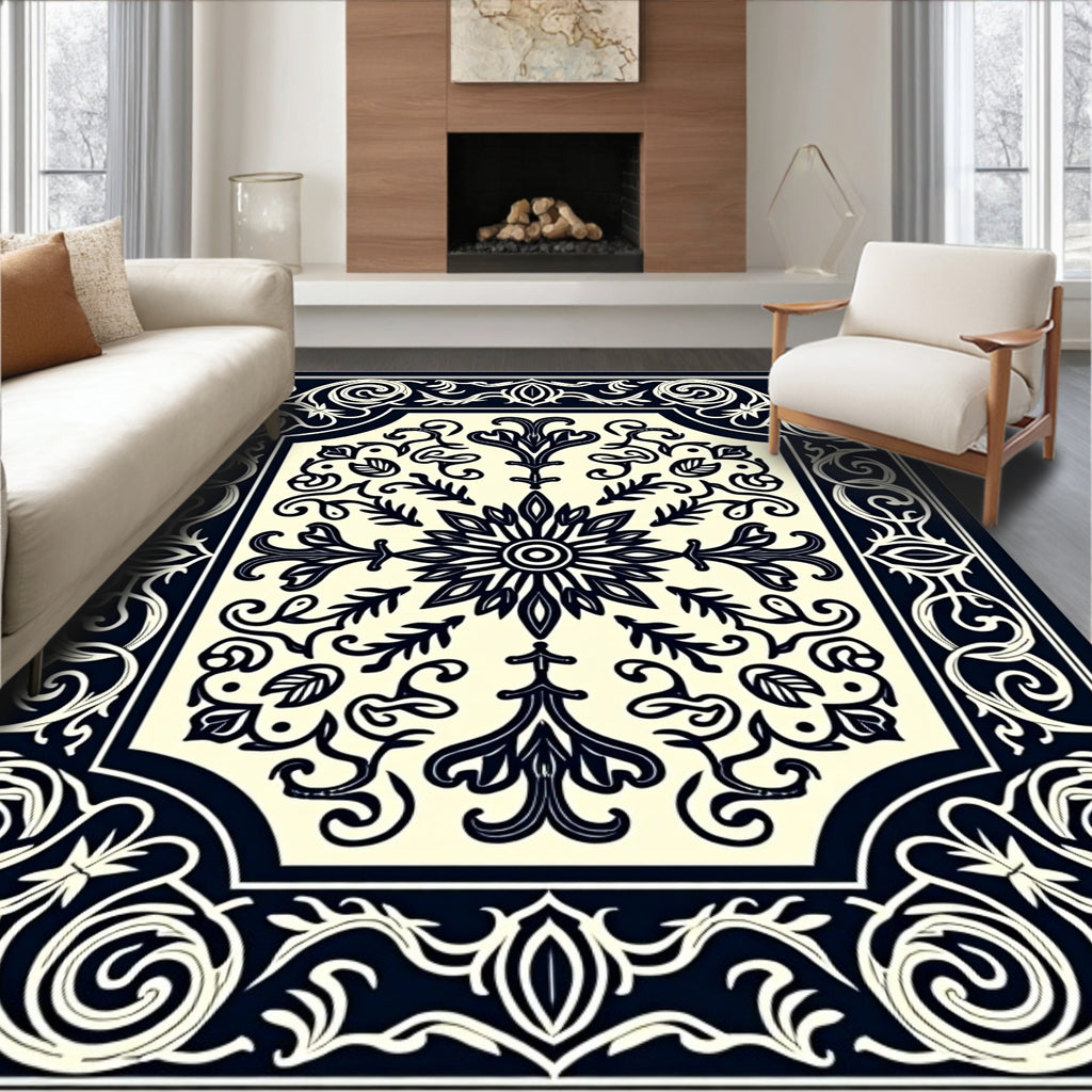 Classic Floral Border Design Rug