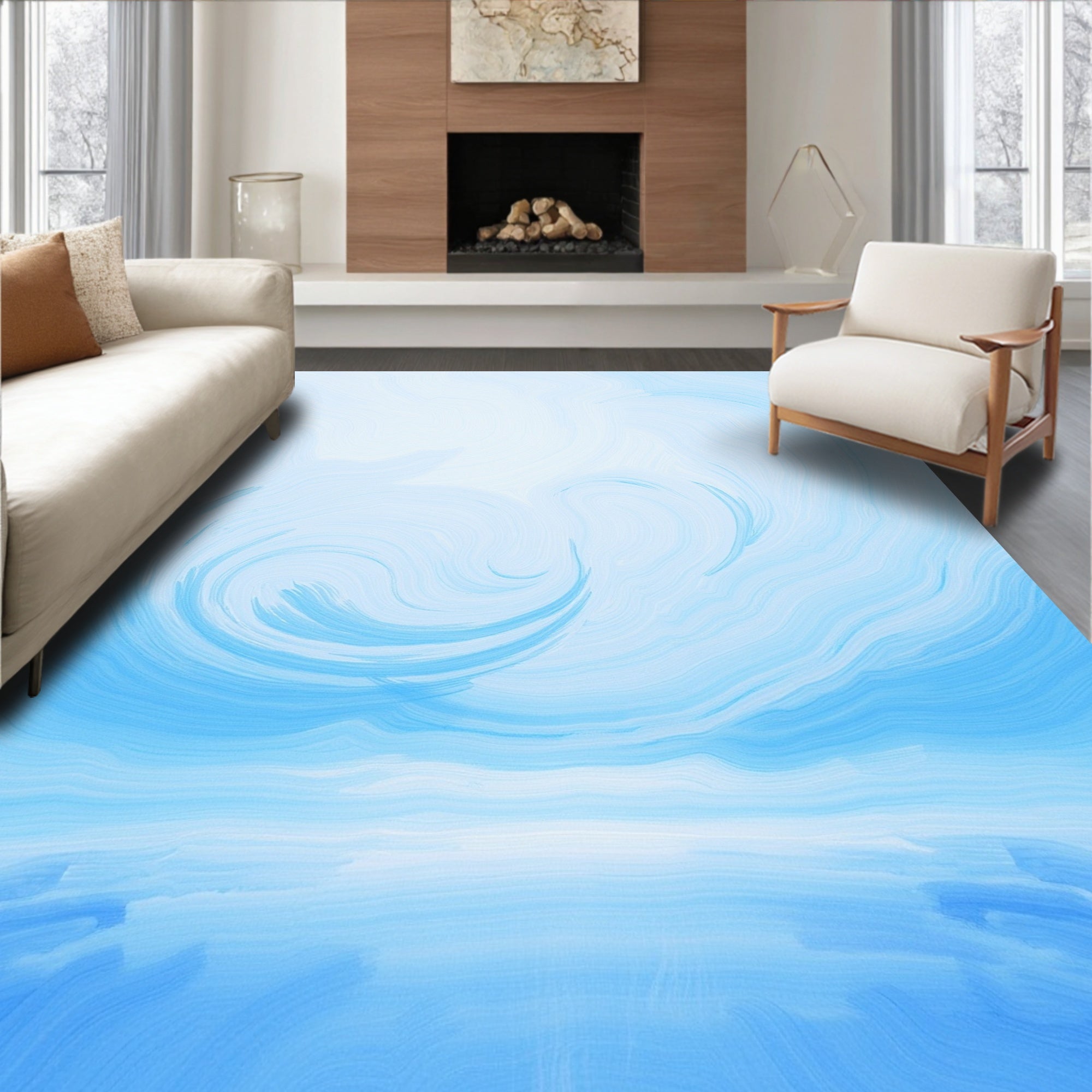 Light Blue Swirl Horizon Rug