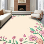 Pastel Pink Floral Vine Pattern Rug