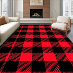 Red Black Buffalo Plaid Design Rug