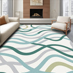 Wavy Blue Green Flowing Pattern Rug