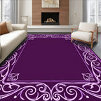 Elegant Purple Floral Scrollwork Rug