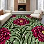 Dramatic Floral Pattern Art Nouveau Rug