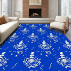 White Abstract Calligraphy Pattern Rug