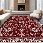 White Symmetric Floral Star Pattern Rug