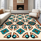 Retro Turquoise Orange Geometric Style Rug