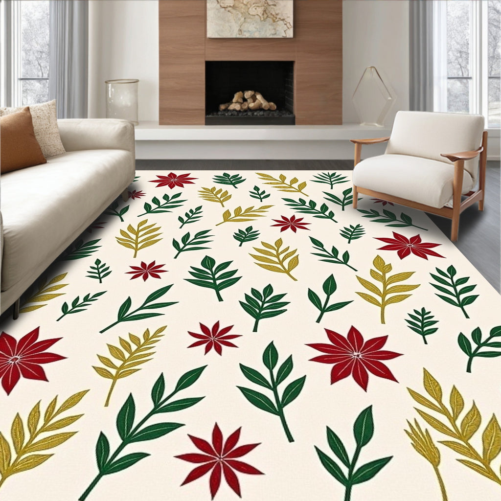 Foliage Blooms Patterned Comfort Rug