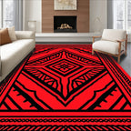 Bold Red Black Geometric Art Design Rug