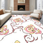 Pink Yellow Floral Swirl Design Rug