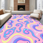 Whimsical Swirls Pink Blue Pattern Rug