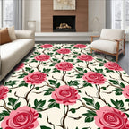 Pink Rose Vine Pattern Design Rug