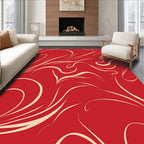 Elegant Red Swirl Motif Design Rug