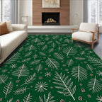 Hand Drawn Pine Branch Pattern Rug