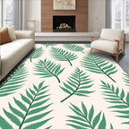 Green Fern Leaf Print Rug