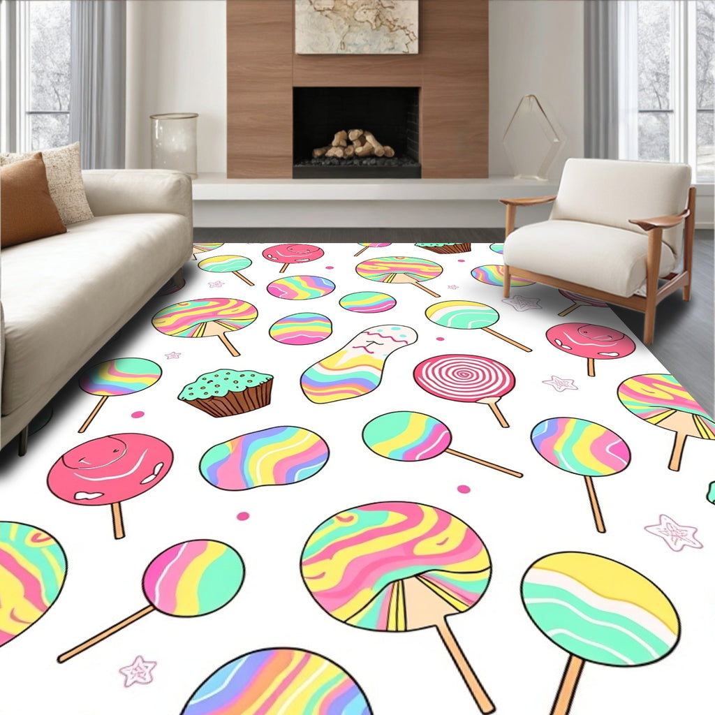Whimsical Candy Swirl Pattern Design Rug