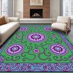 Bold Floral Patterned Square Rug