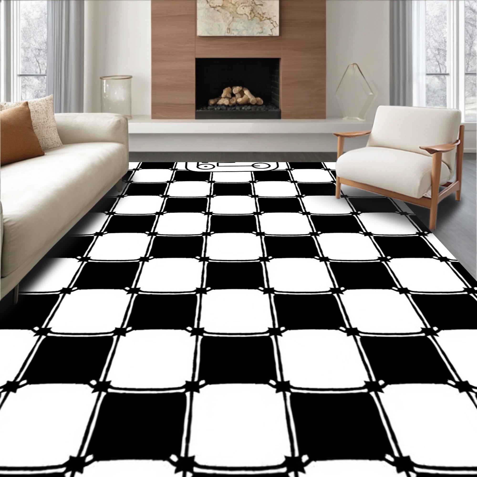 Checkerboard Pattern Graphic Rug