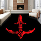 Crimson Textured Sword Armor Design Rug