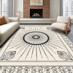 Sunburst Mandala Decorative Bordered Rug