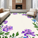 Purple Blue Floral Vine Pattern Rug