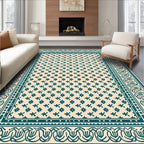 Damask Floral Patterned Teal Rug