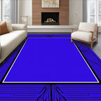 Art Deco Blue Geometric Fan Pattern Rug