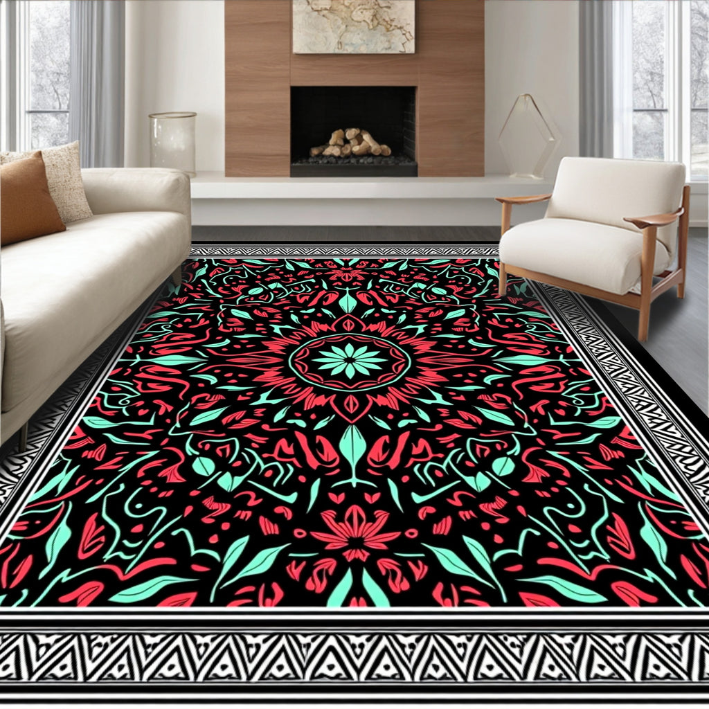 Intricate Floral Mandala Pattern Rug