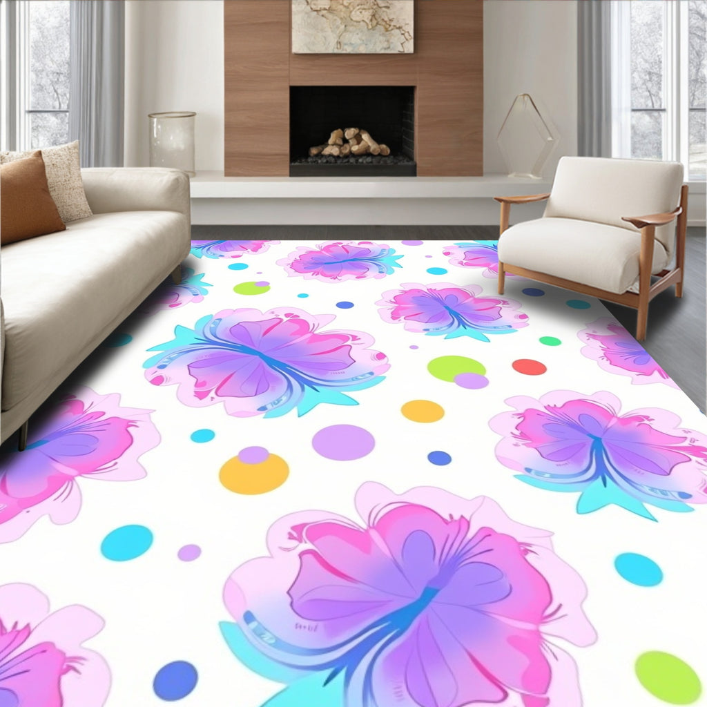 Gradient Floral Dot Pattern Rug