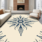 Elegant Dark Blue Mandala Pattern Rug