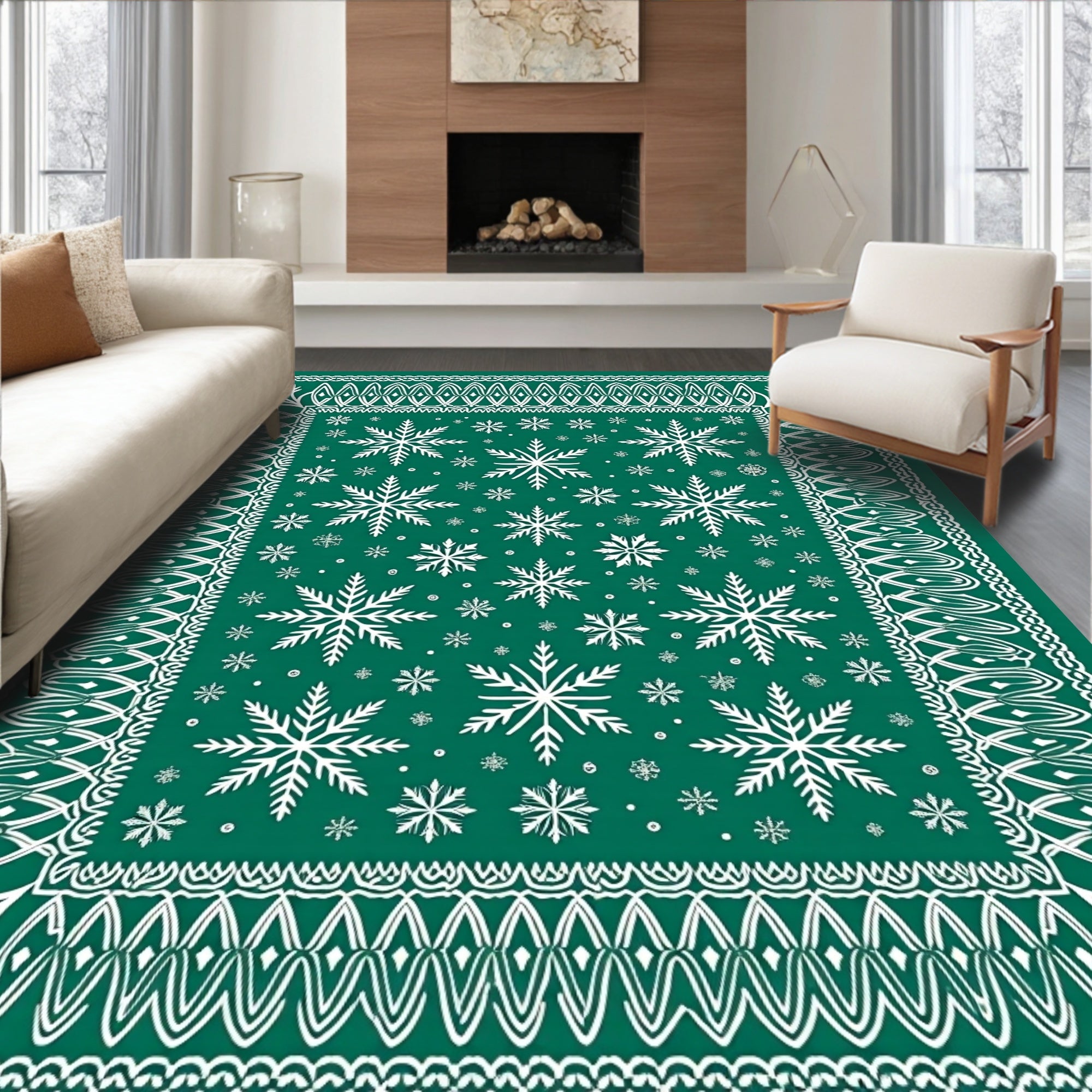 Ornate Snowflake Pattern Design Rug