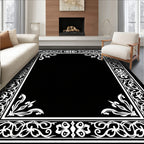 Elegant White Ornamental Border Design Rug