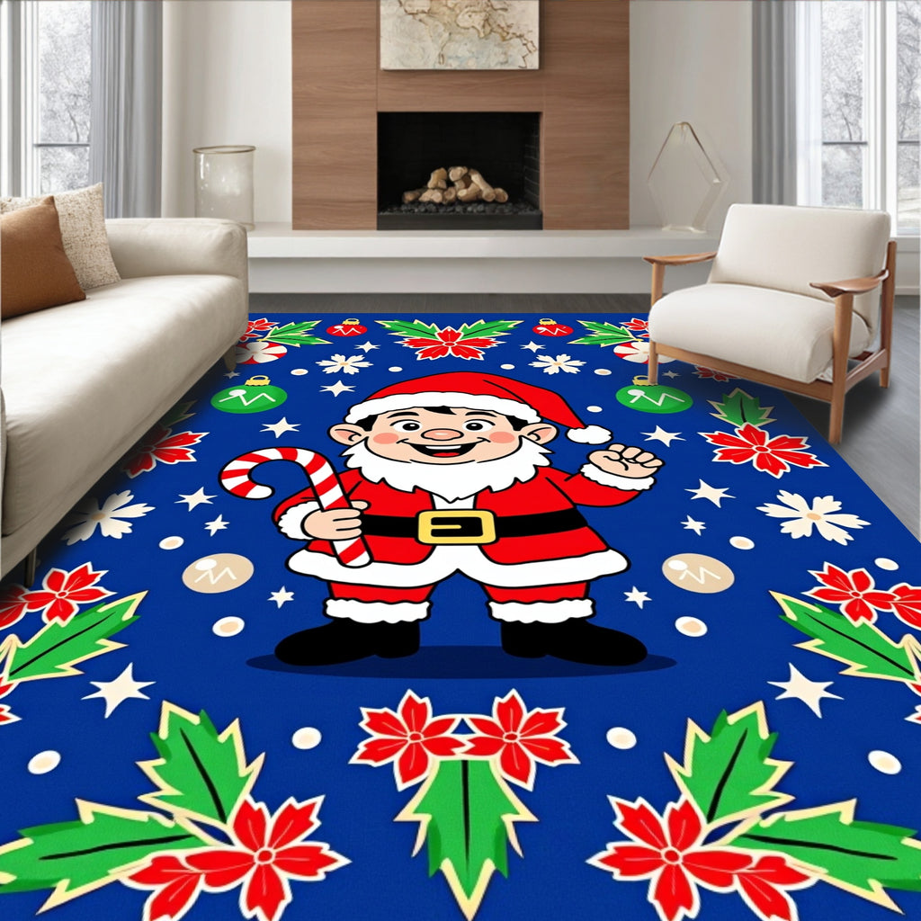 Happy Santa Claus Festive Pattern Rug