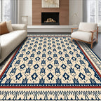 Navy Blue Geometric Ivory Tribal Rug