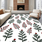 Dark Pine Red Berry Botanical Sparse Rug