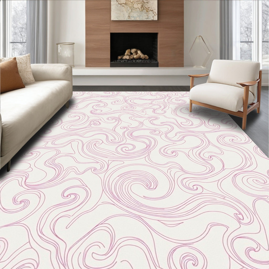 Elegant Pink Swirl Pattern Rug