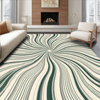 Radiating Swirl Pattern Striped Rug