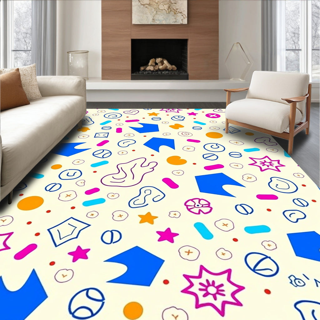 Playful Abstract Shapes Dots Rug